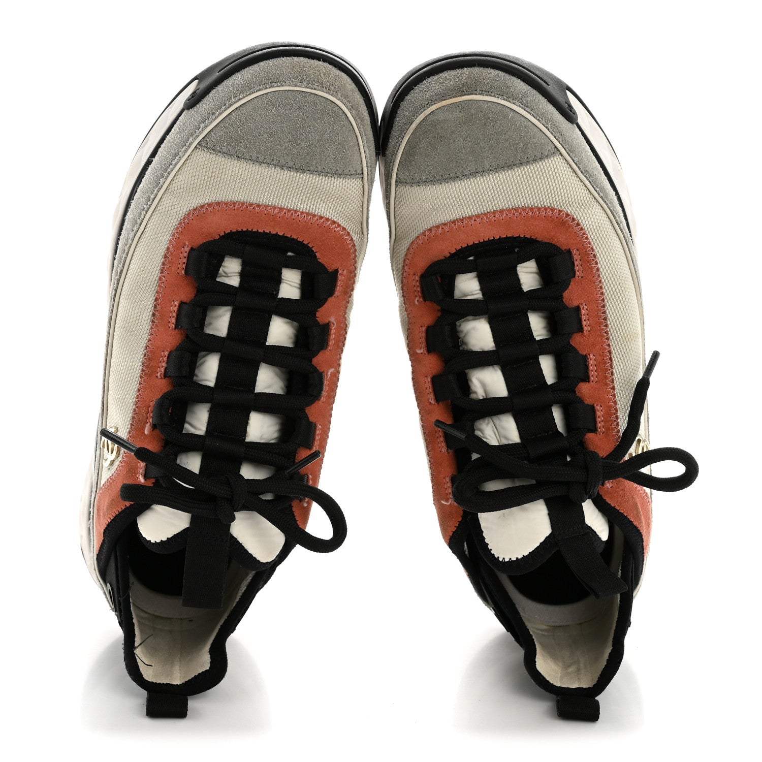 Fabric Suede CC Sneakers 38.5 White Light Grey Pink