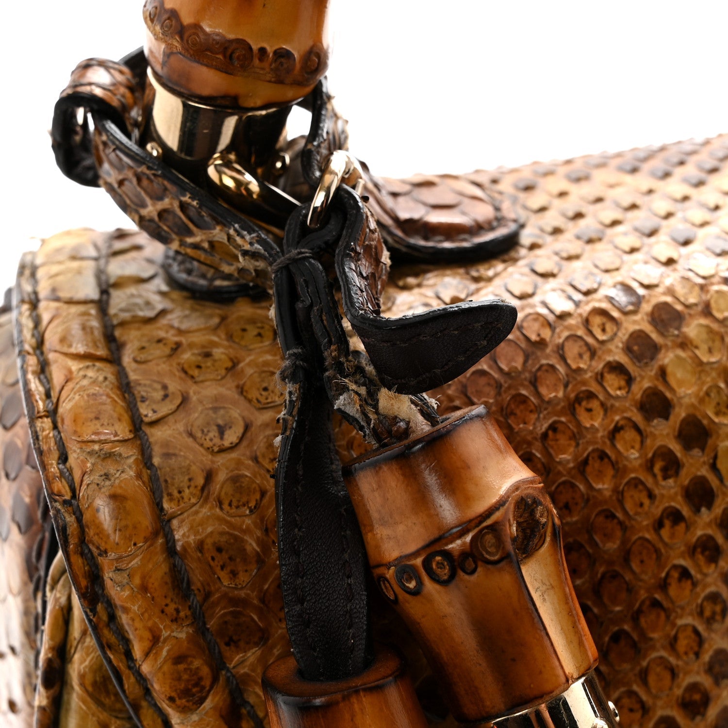 Snakeskin Medium New Bamboo Top Handle Bag Natural