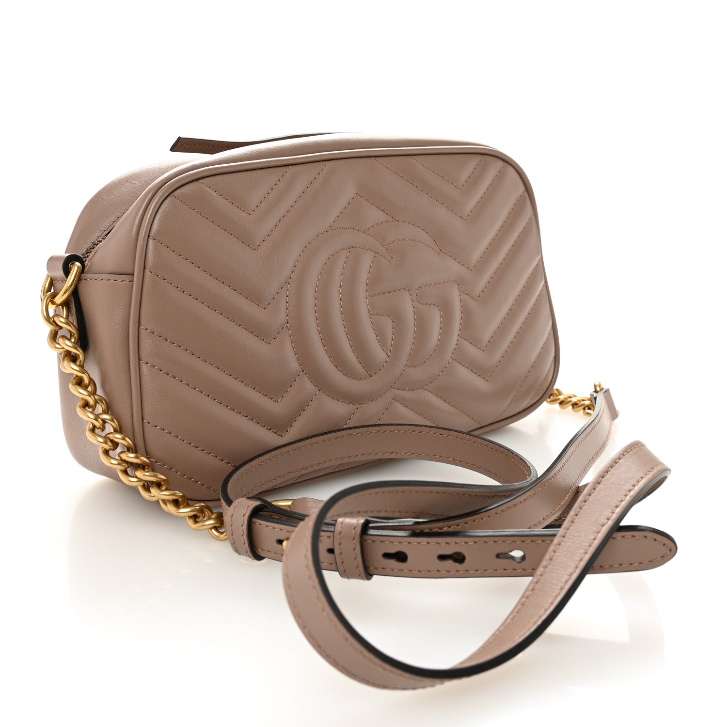 Calfskin Matelasse Small GG Marmont Chain Shoulder Bag Porcelain Rose