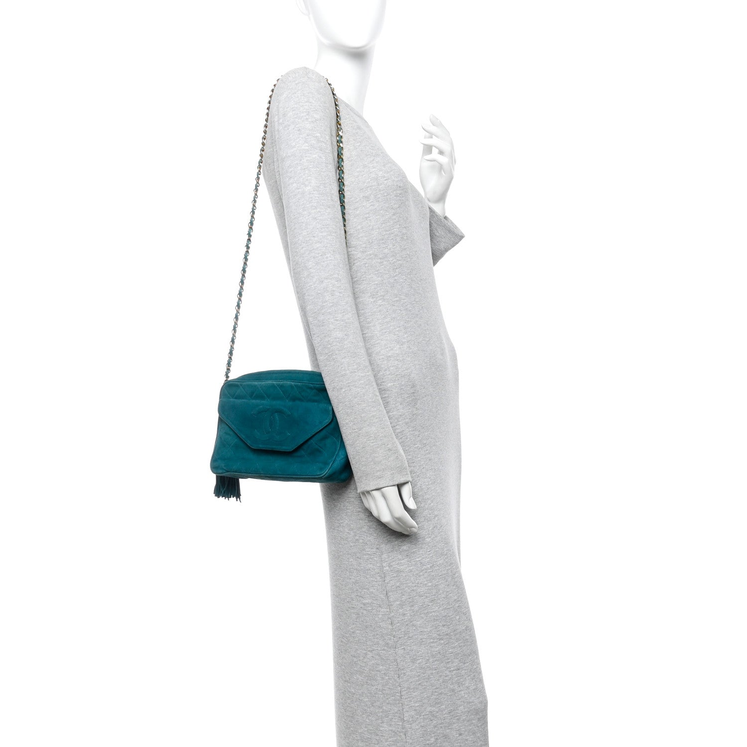 Suede Quilted CC Tassel Camera Bag Blue