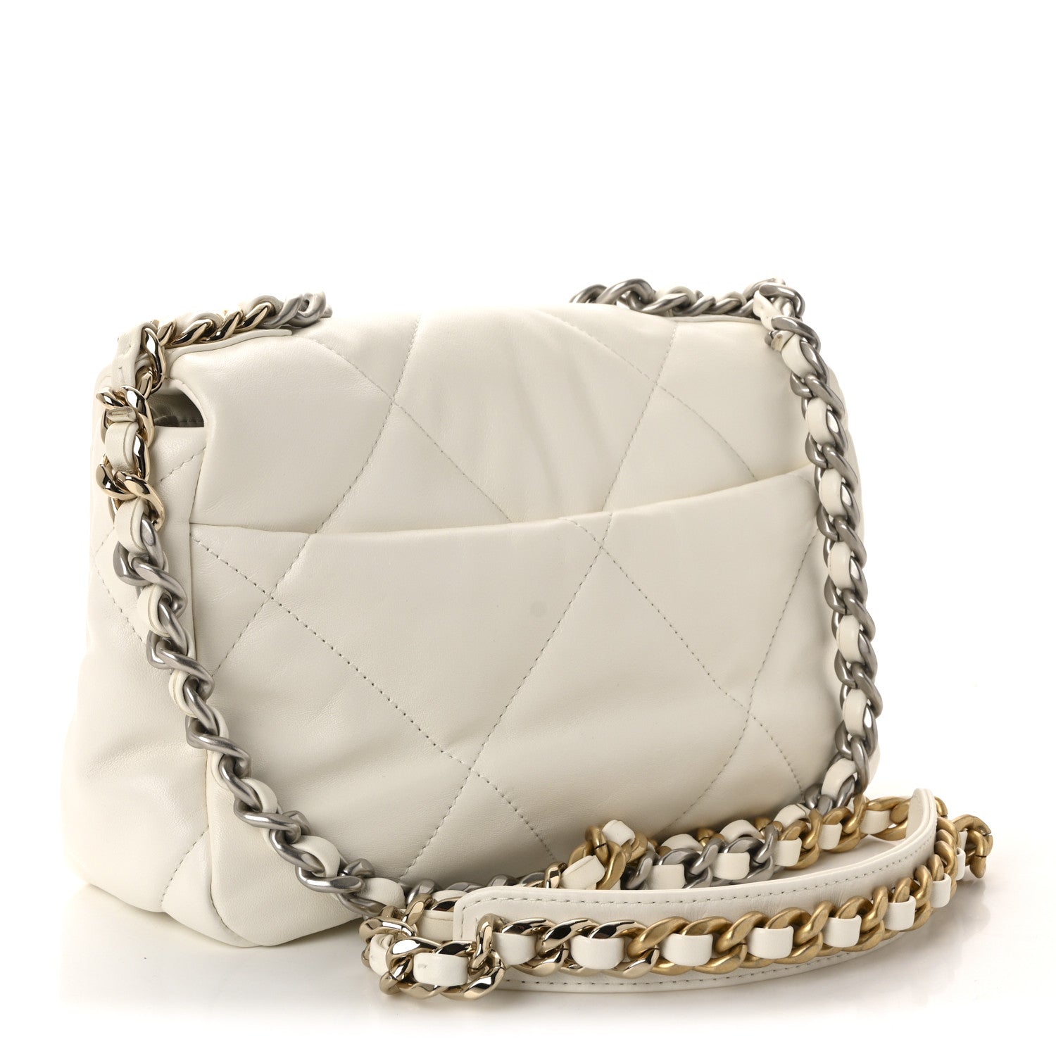 Lambskin Quilted Medium Chanel 19 Flap White