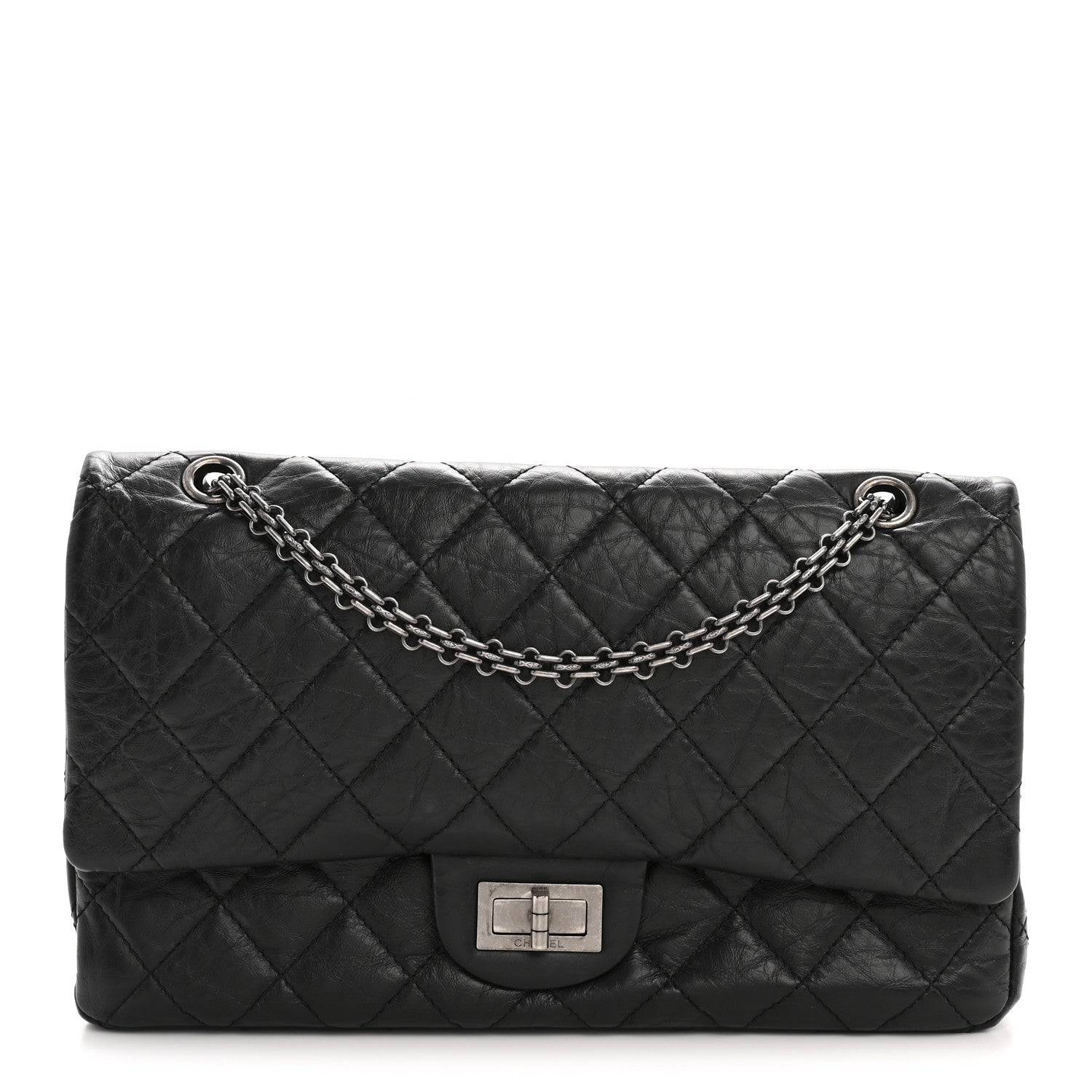Aged Calfskin Quilted 2.55 Reissue 227 Flap Black
