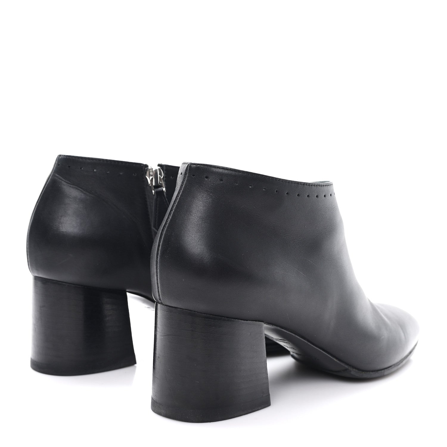 Calfskin Perforated Womens Booties 37.5 Black