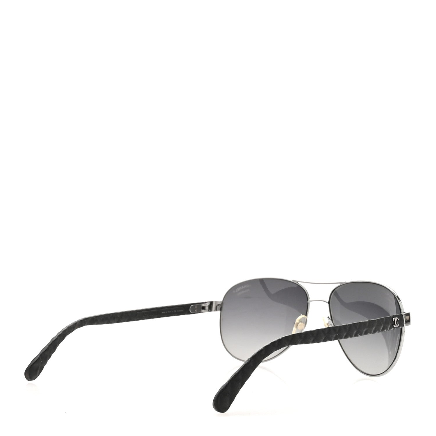 Metal Lambskin Quilted CC Pilot Summer Aviator Sunglasses 4204-Q Black Silver