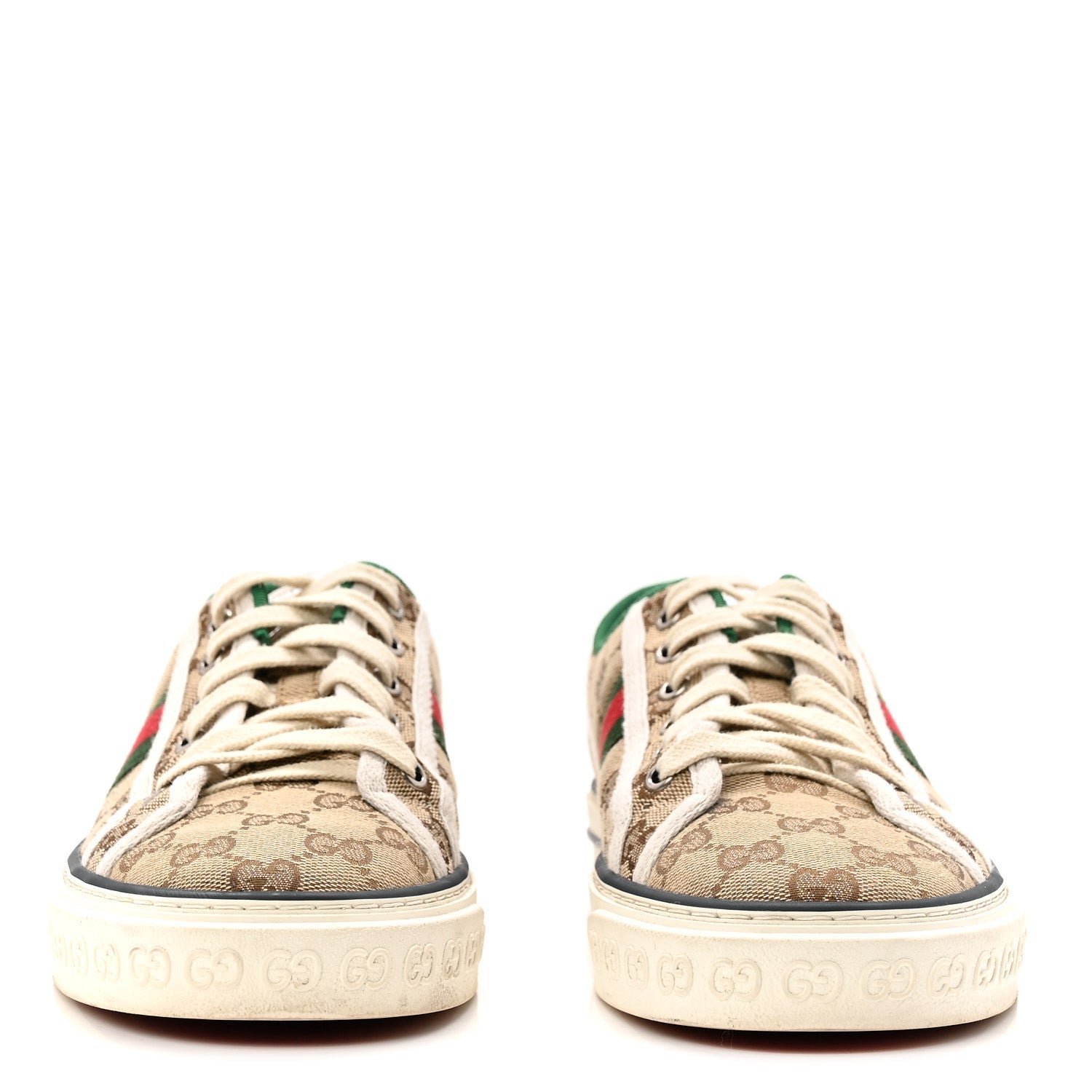 GG Monogram Web Womens 1977 Tennis Sneakers 41 Beige Ebony Mystic White