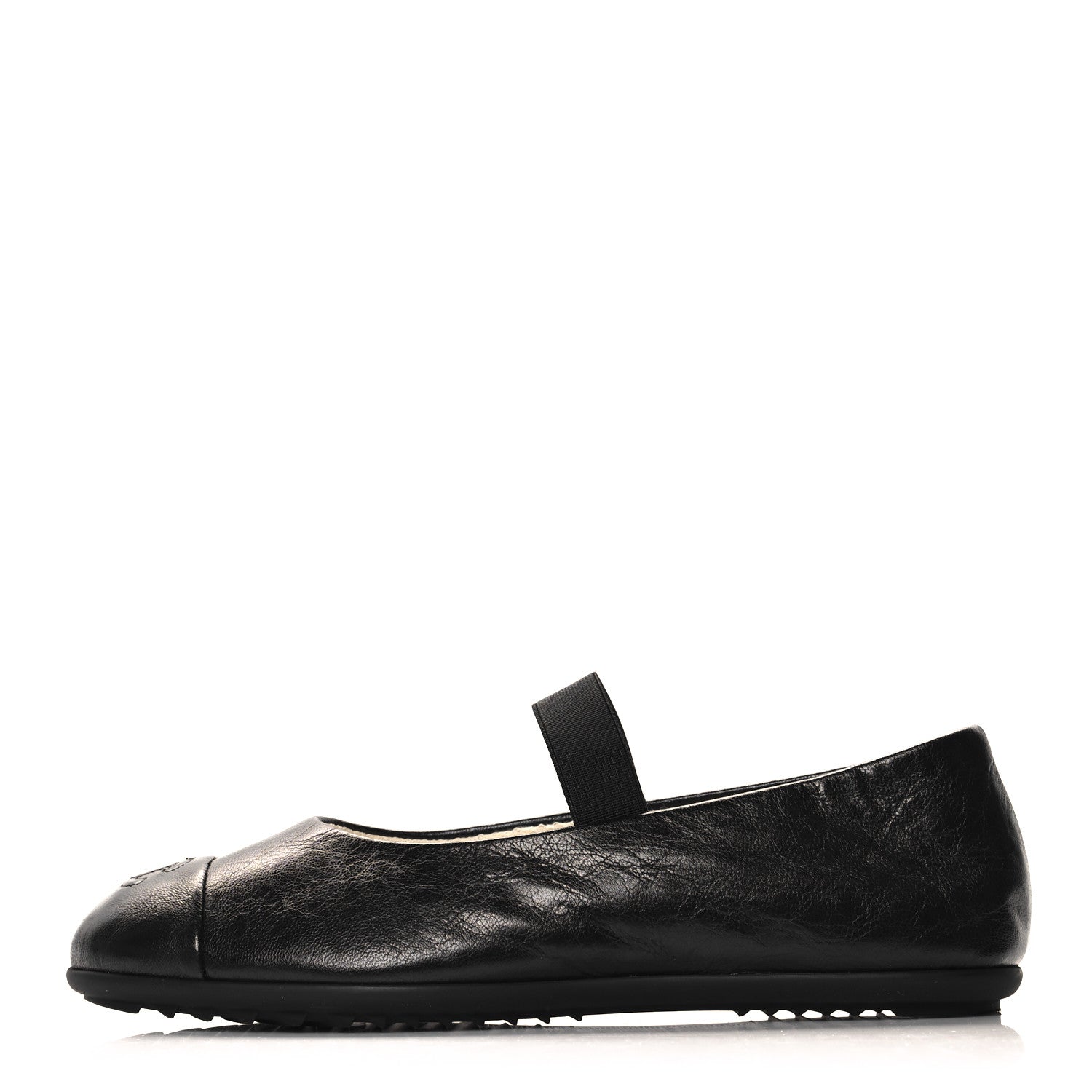 Lambskin Cap Toe CC Mary Jane Flats 37 Black