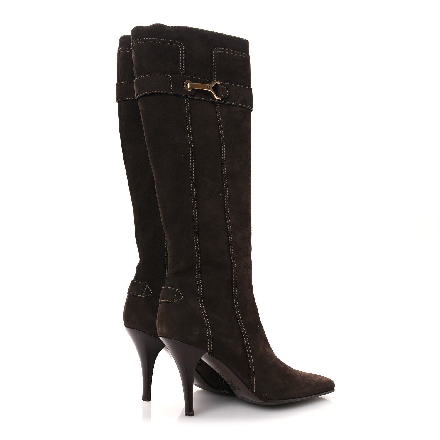 Suede High Boots 40 Brown