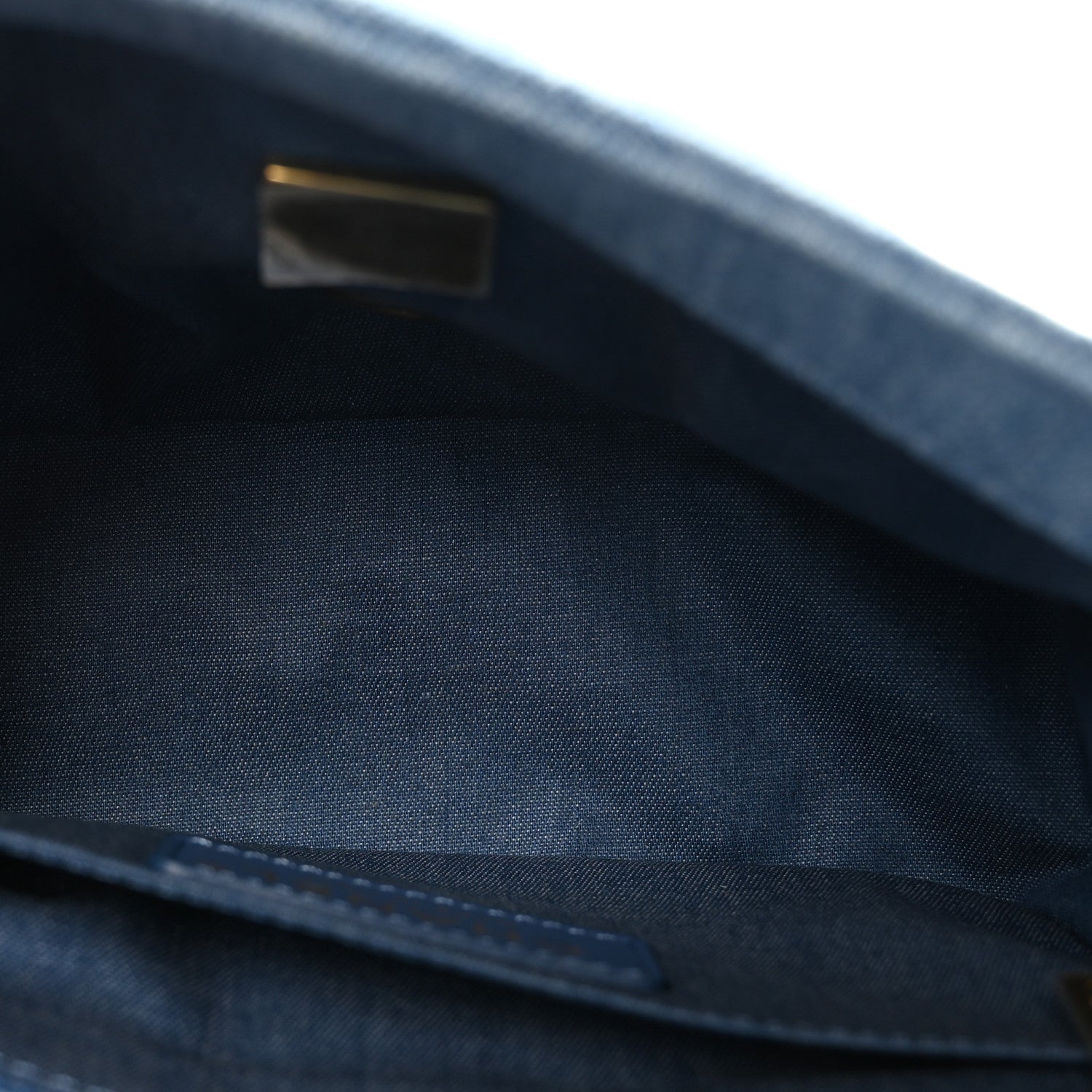 Denim Quilted Mini Pearl Crush Flap Blue