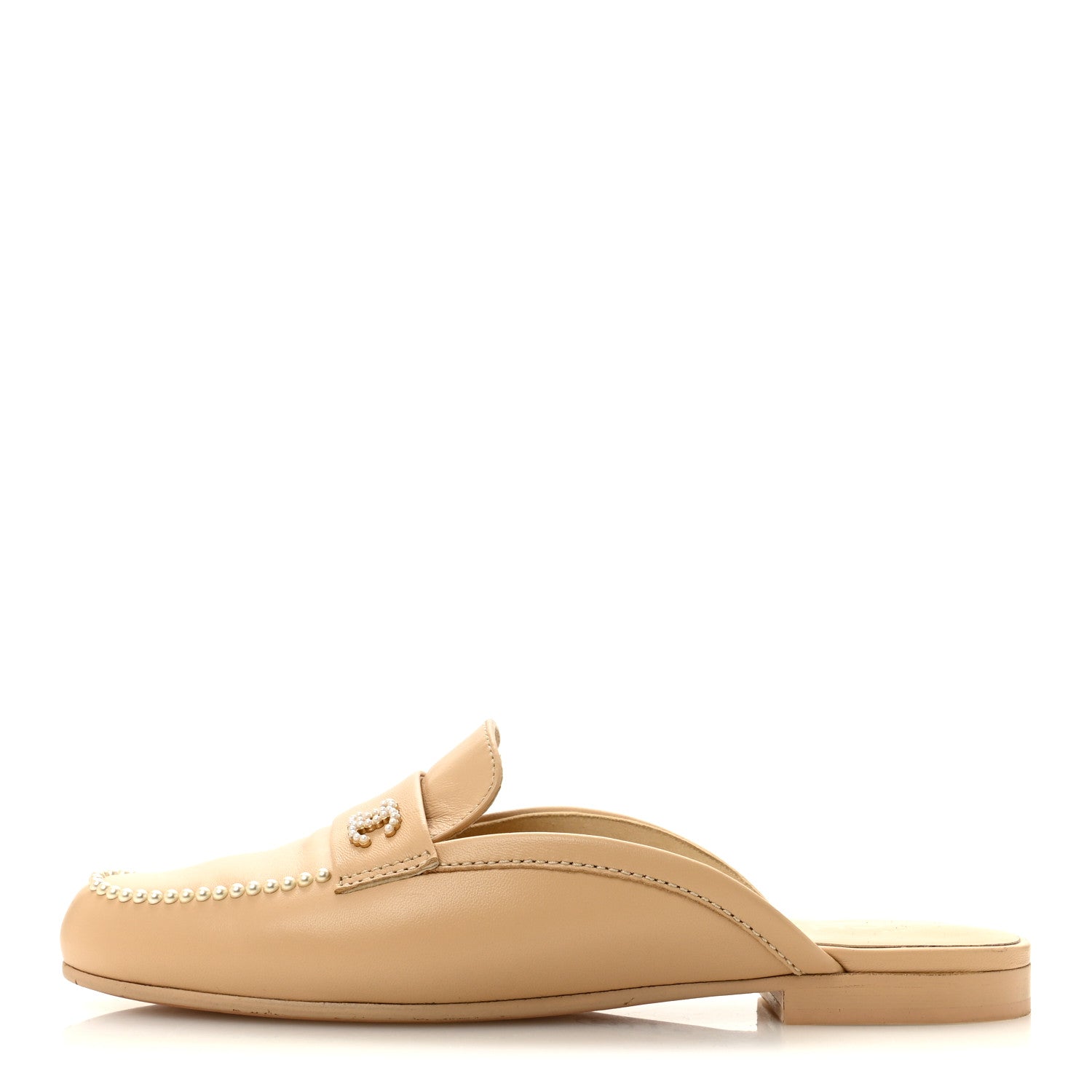 Lambskin Pearl CC Mules 38 Beige