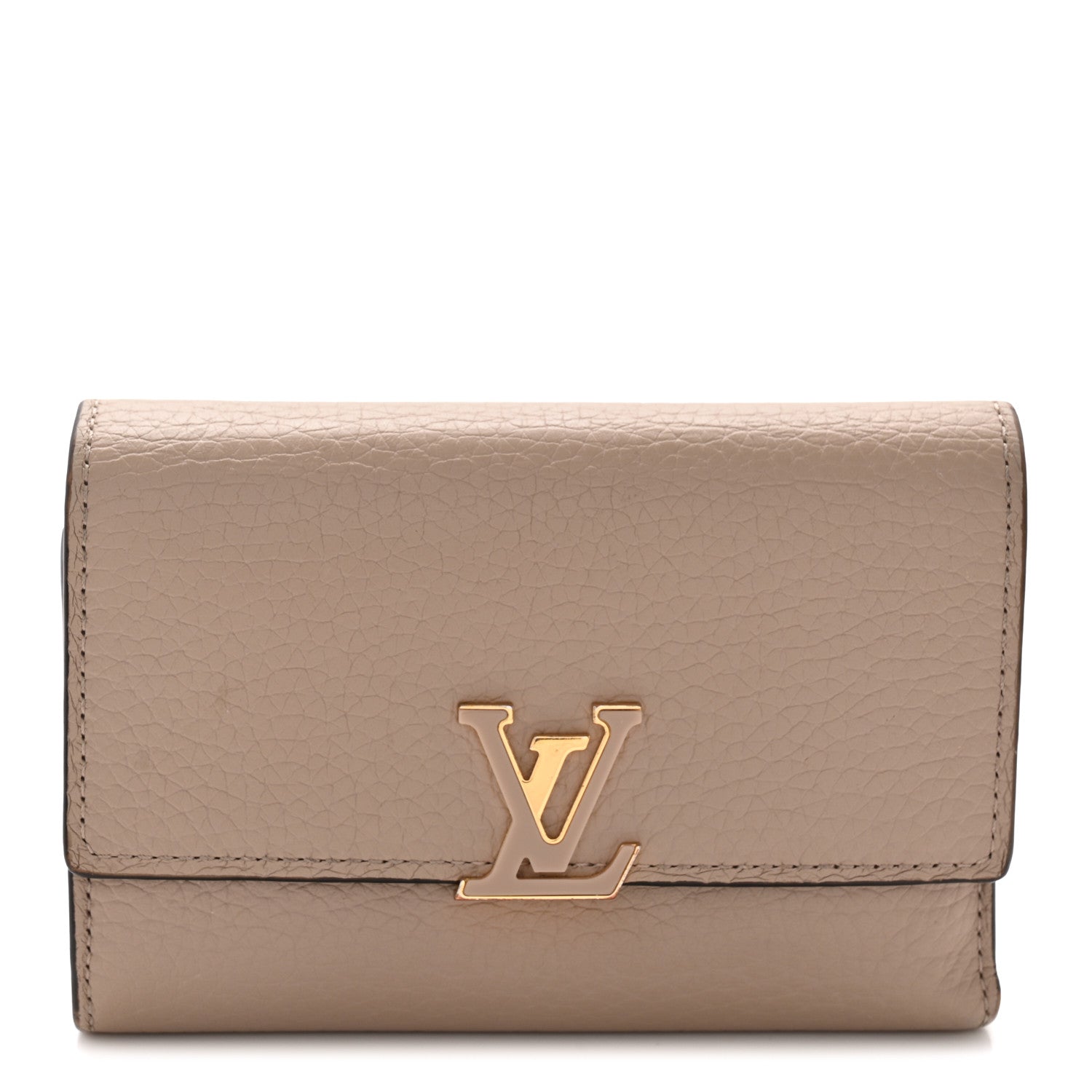 Taurillon Capucines Compact Wallet Galet
