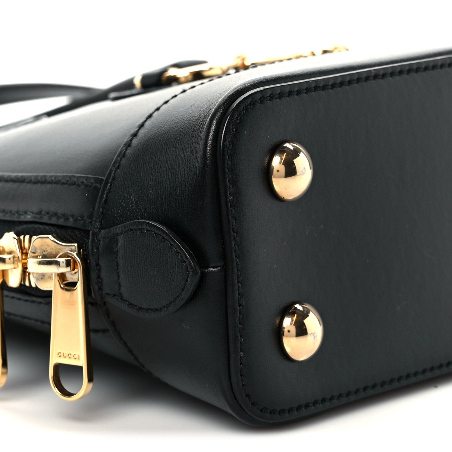 Boarded Plutone Calfskin Small Horsebit 1955 Top Handle Bag Black