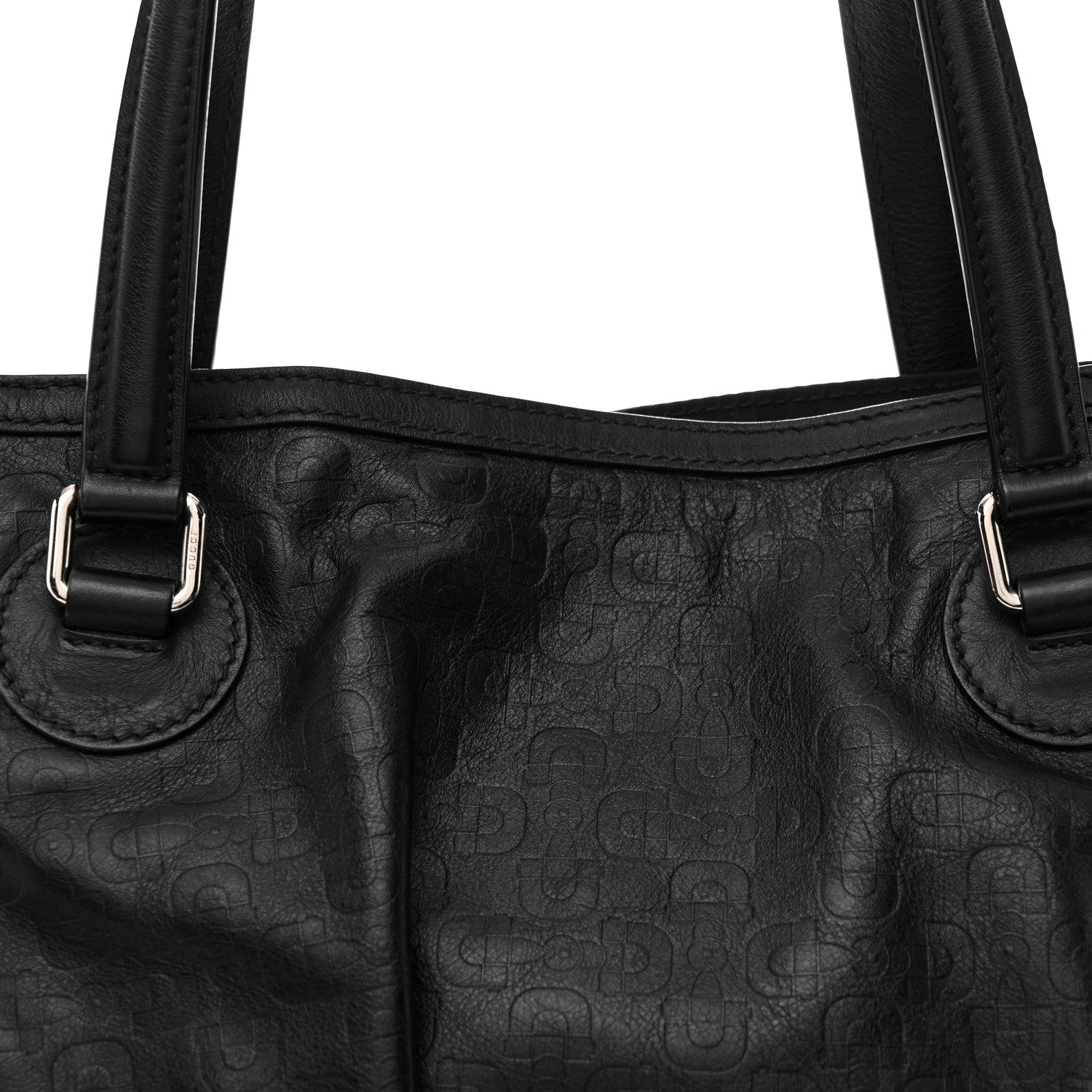 Horsebit Embossed Full Moon Tote Black