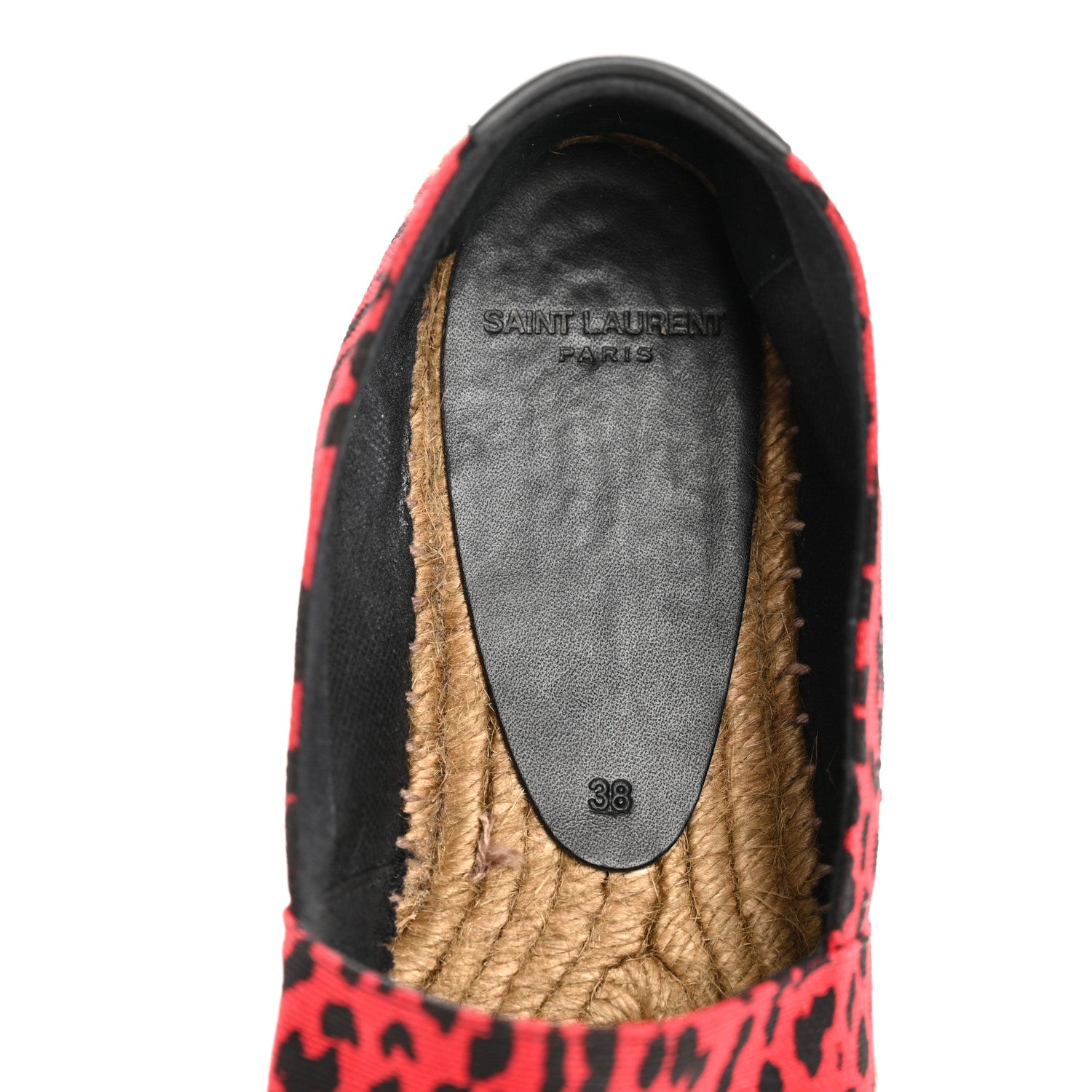 Canvas Leopard Print Espadrilles 38 Red Black