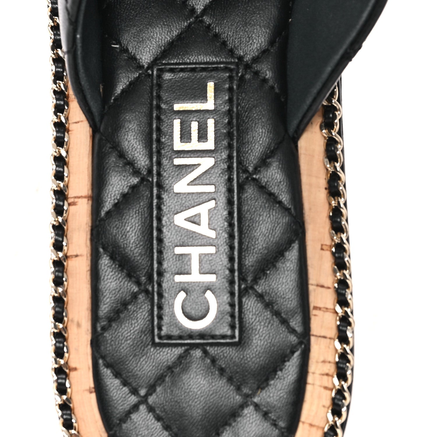 Lambskin Quilted Chain CC Sandals 39 Black