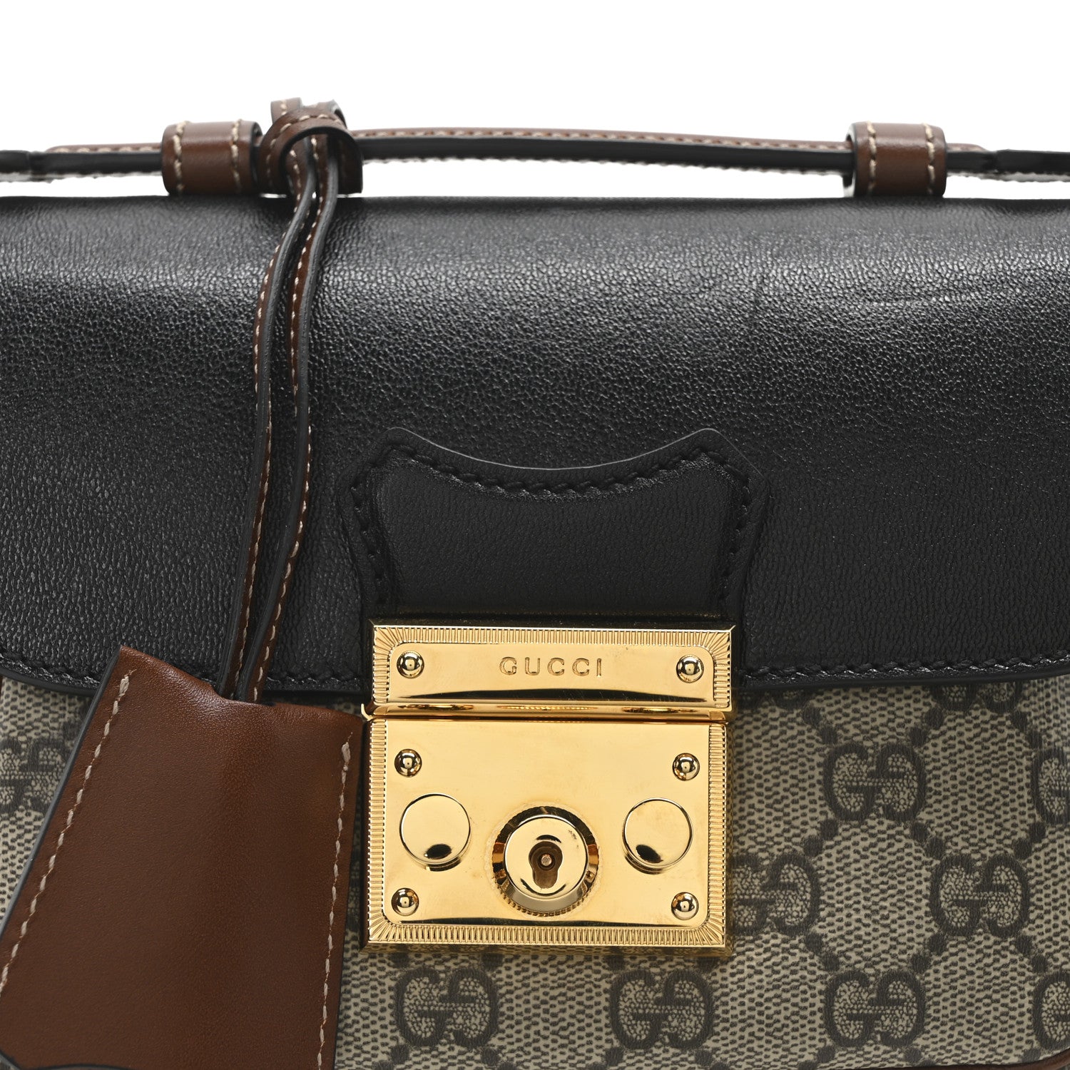 GG Supreme Monogram New Sakai Lux Calfskin Mini Padlock Flap Pocket Shoulder Bag Beige Ebony Black Cuir