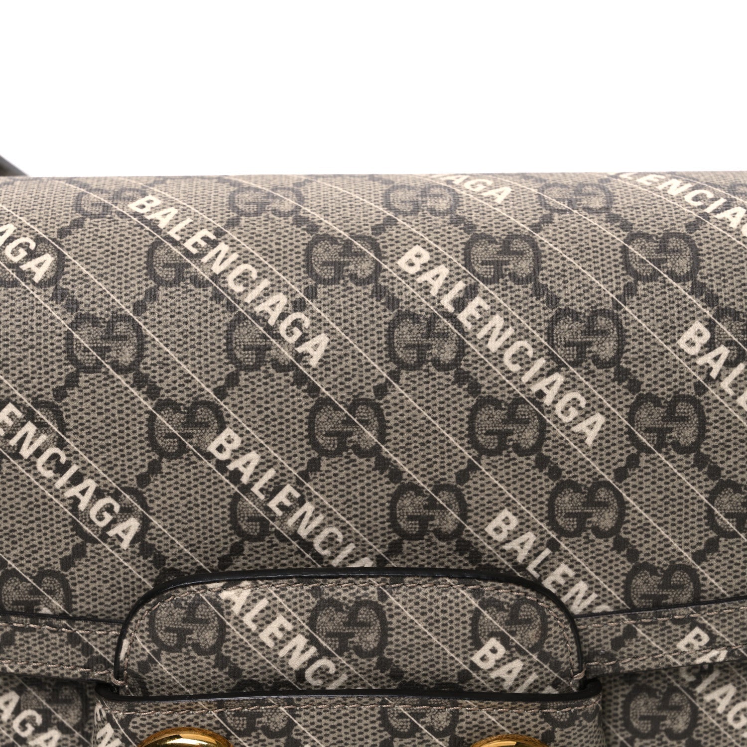X BALENCIAGA GG Supreme Monogram Logo Print Horsebit 1955 Shoulder Bag Beige Ebony