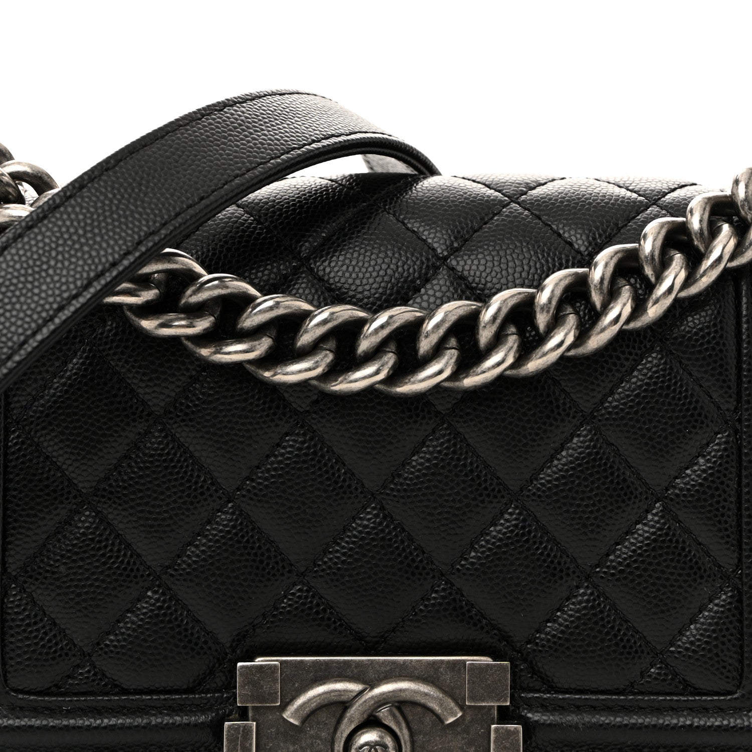 Caviar Quilted Small Boy Flap Black