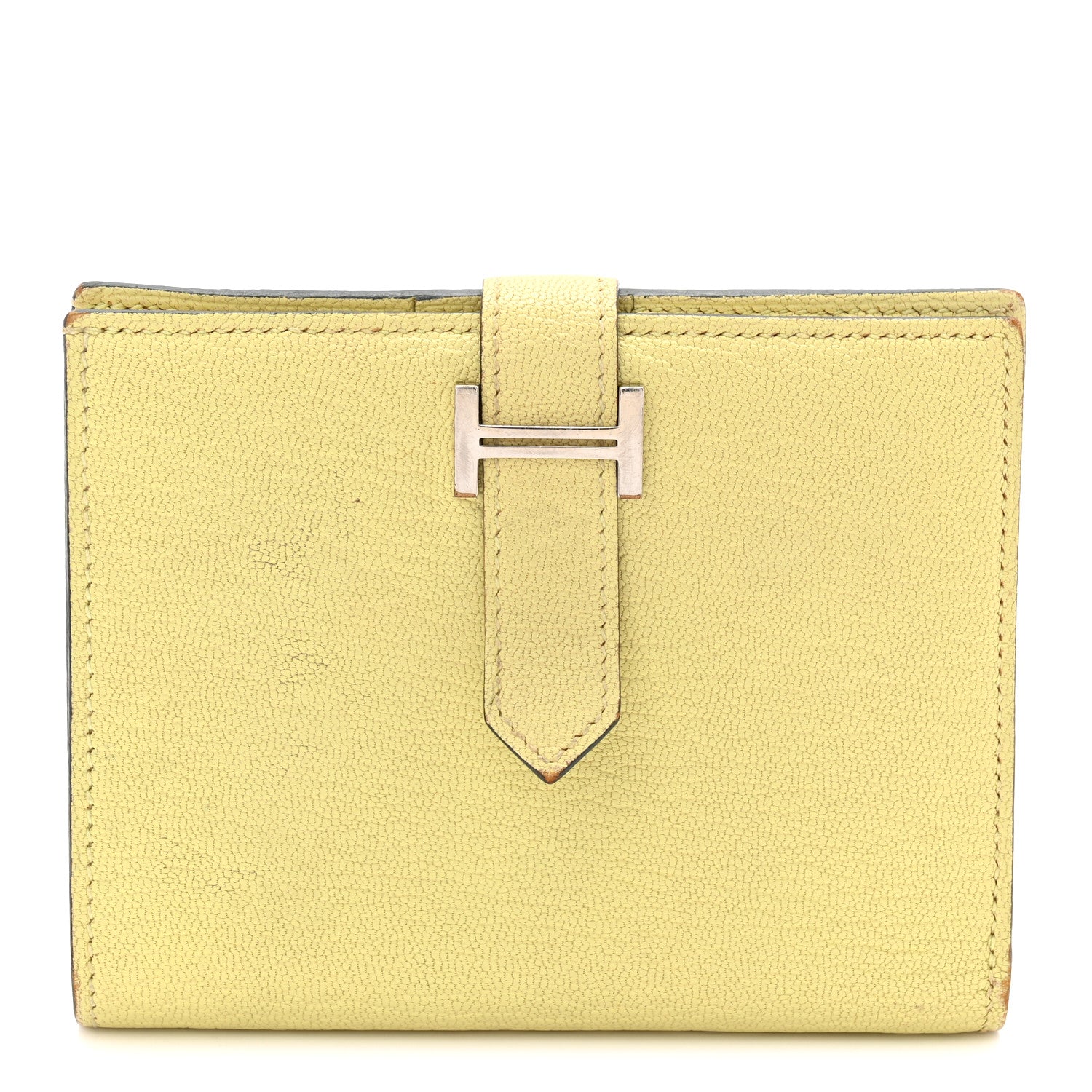 Chevre Mysore Bearn Card Holder Wallet Jaune Bourgeon