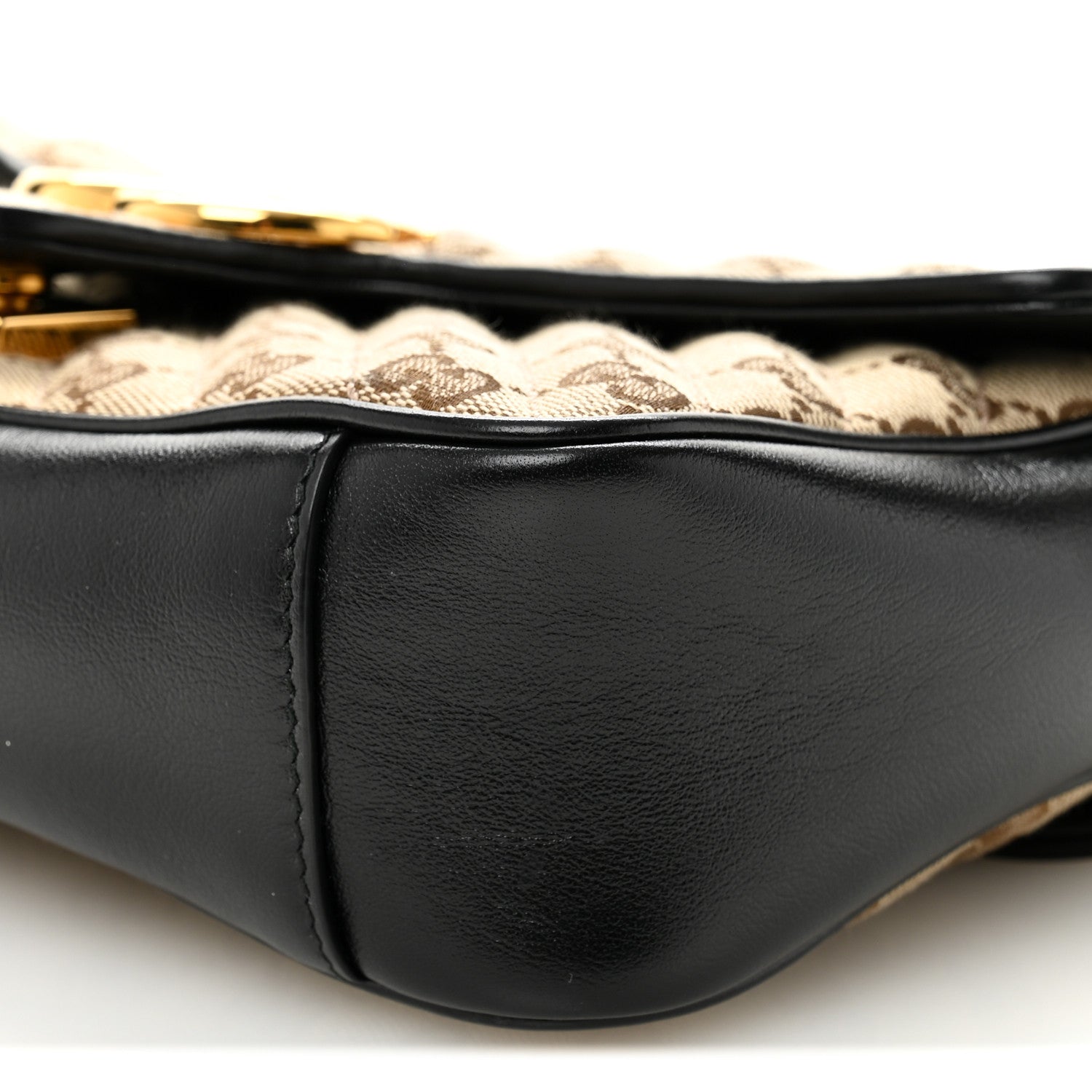 Monogram Matelasse Diagonal Small GG Marmont Shoulder Bag Beige Black