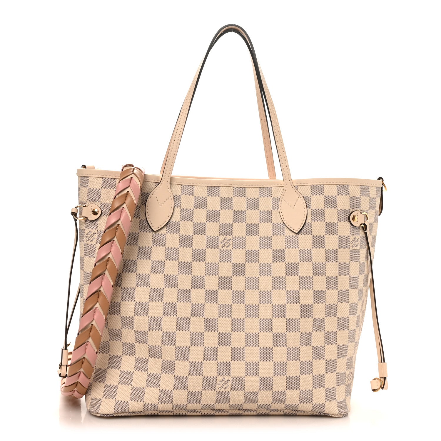 Damier Azur Braided Neverfull MM Pink