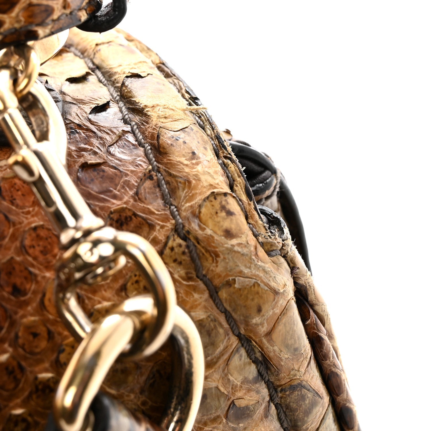 Snakeskin Medium New Bamboo Top Handle Bag Natural