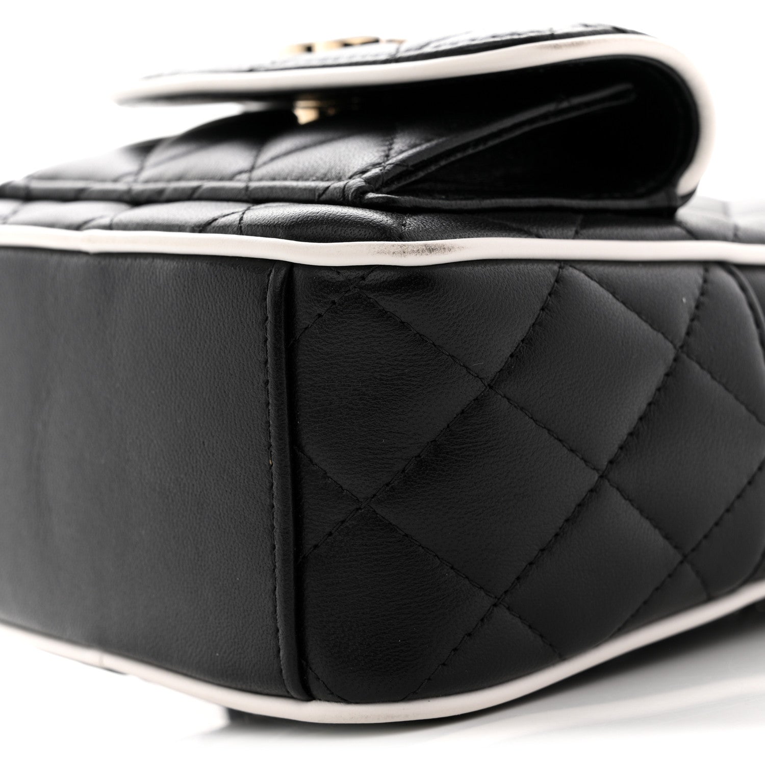 Lambskin Quilted Mini Backpack Black White