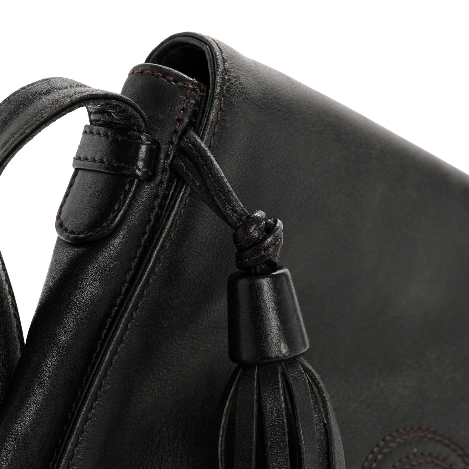 Lambskin CC Tassel Shoulder Flap Bag Black