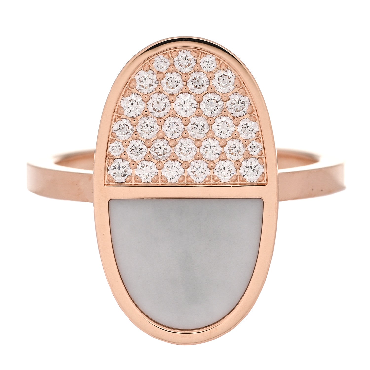 18K Rose Gold Ceramic Diamond MM Chaine d'Ancre Verso Ring  55 7.25