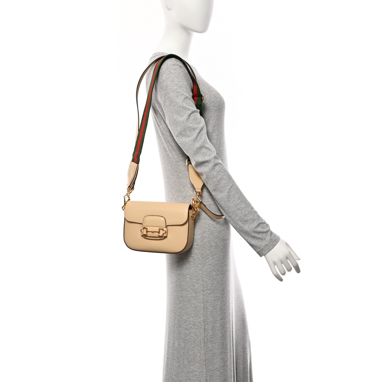 Azalea Calfskin Web Mini Horsebit 1955 Shoulder Bag Bubble Tea