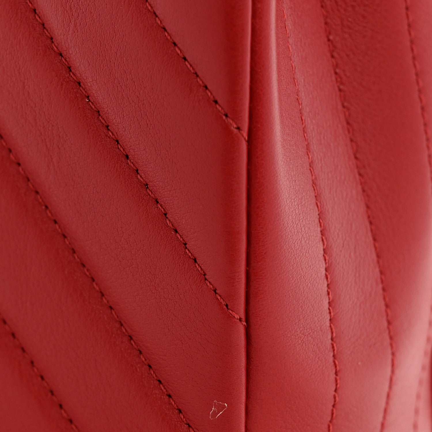 Calfskin Chevron Quilted Large Statement Flap Red