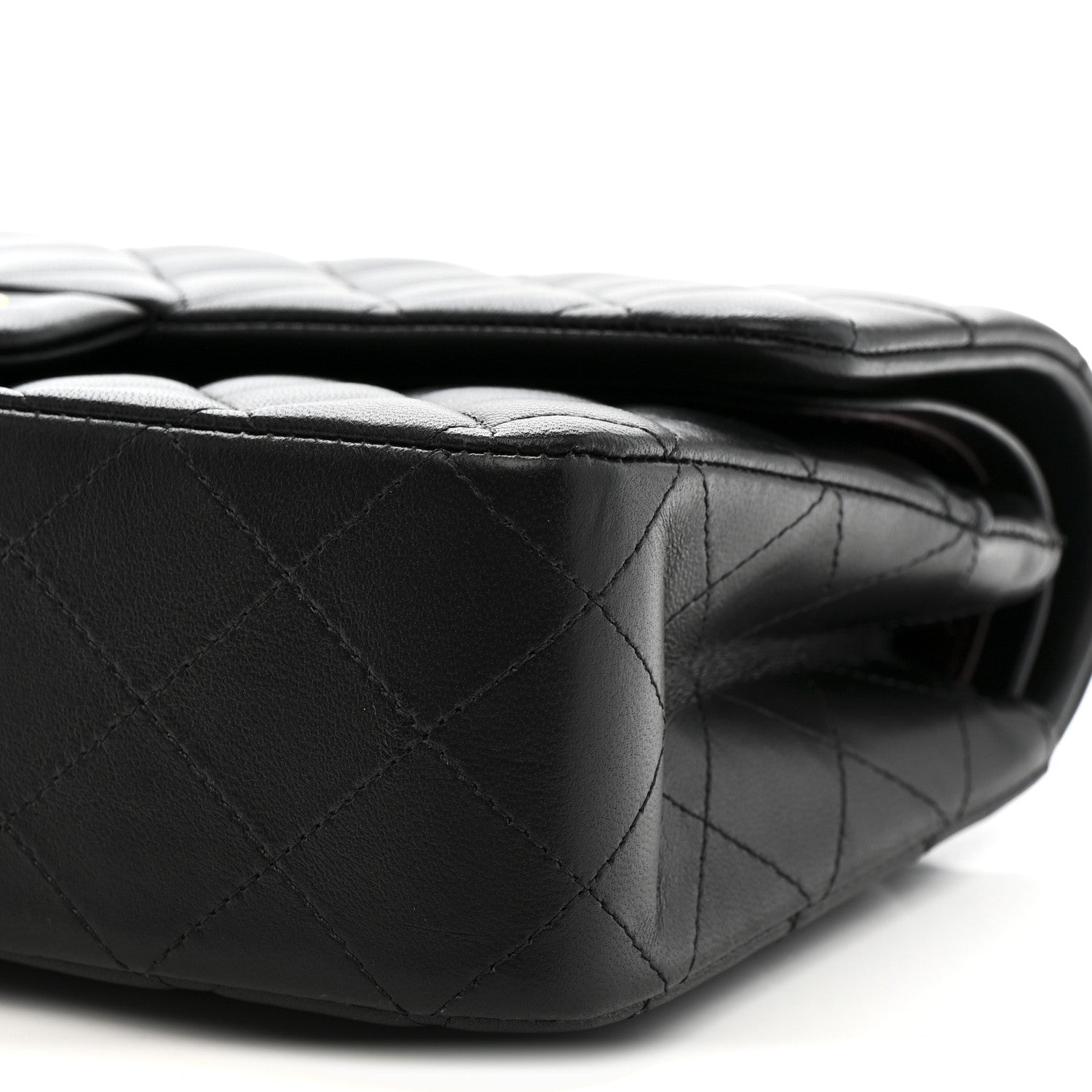 Lambskin Quilted Medium Double Flap Black