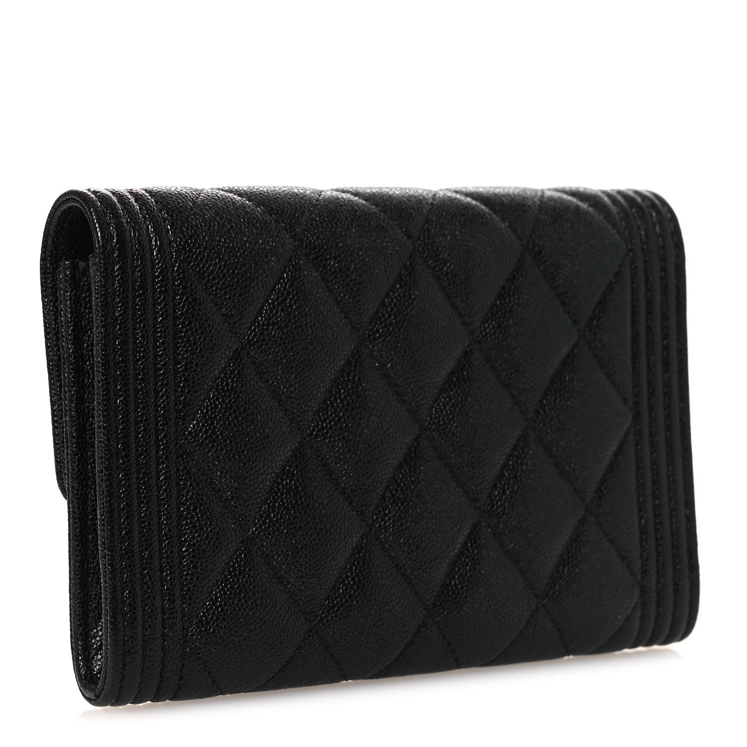 Caviar Quilted Medium Boy Flap Wallet Black