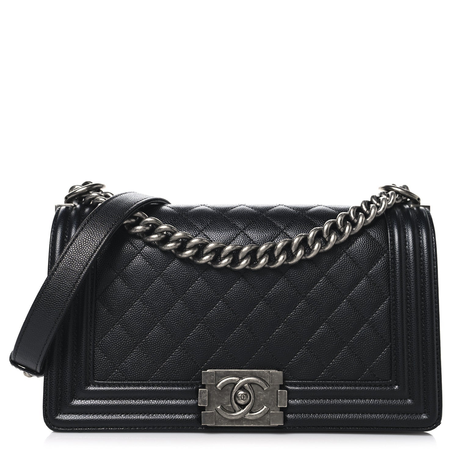 Caviar Quilted Medium Boy Flap Black
