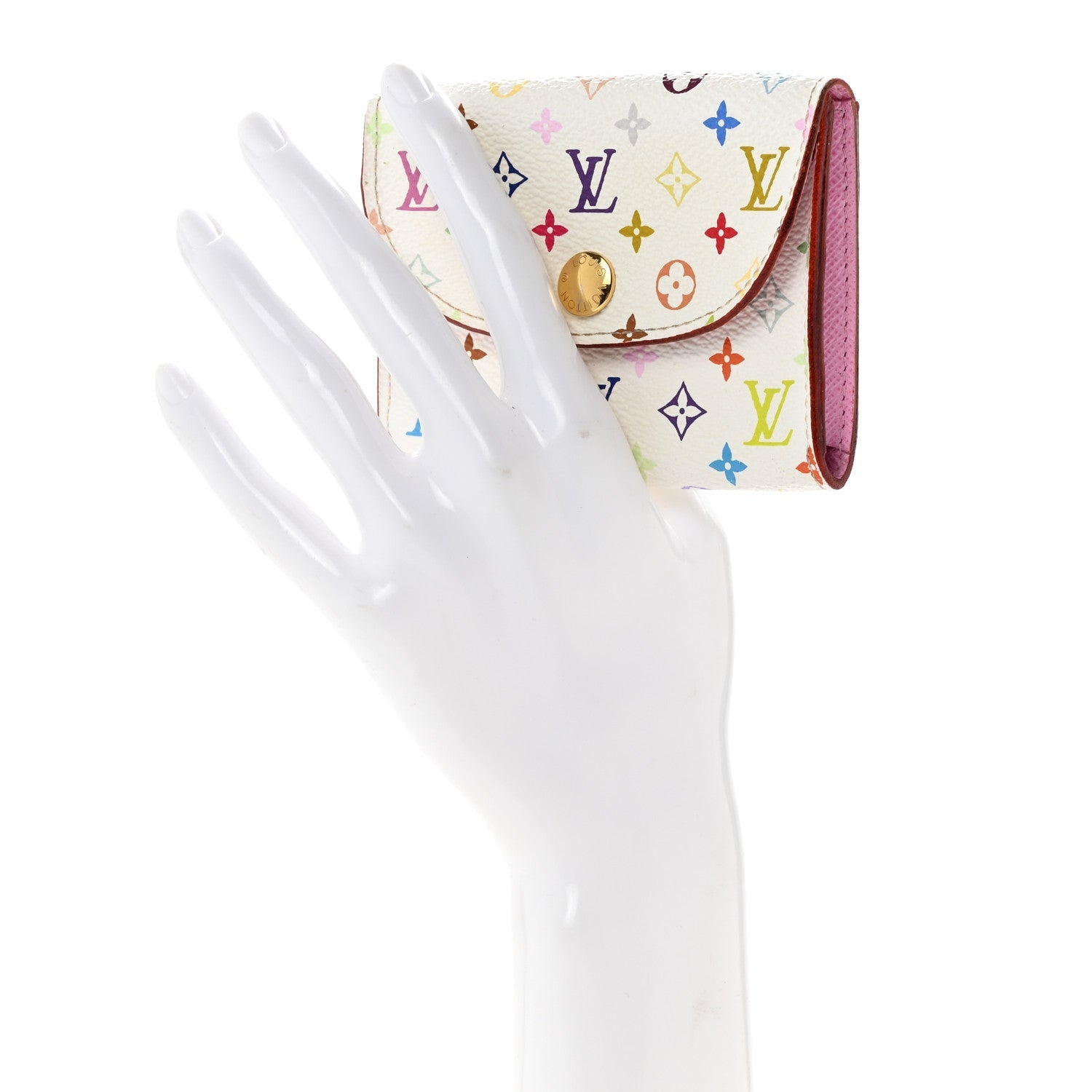 Monogram Multicolor Business Card Holder White Litchi