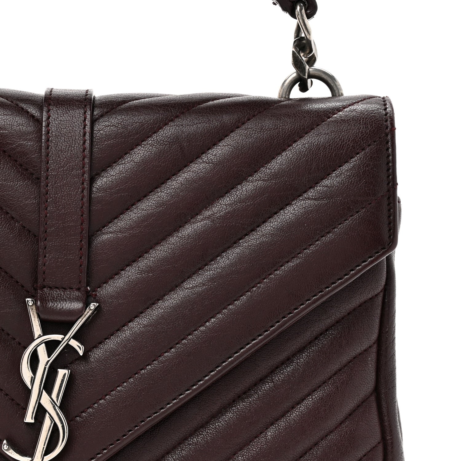 Sheepskin Matelasse Chevron Monogram Medium College Bag Amaranto