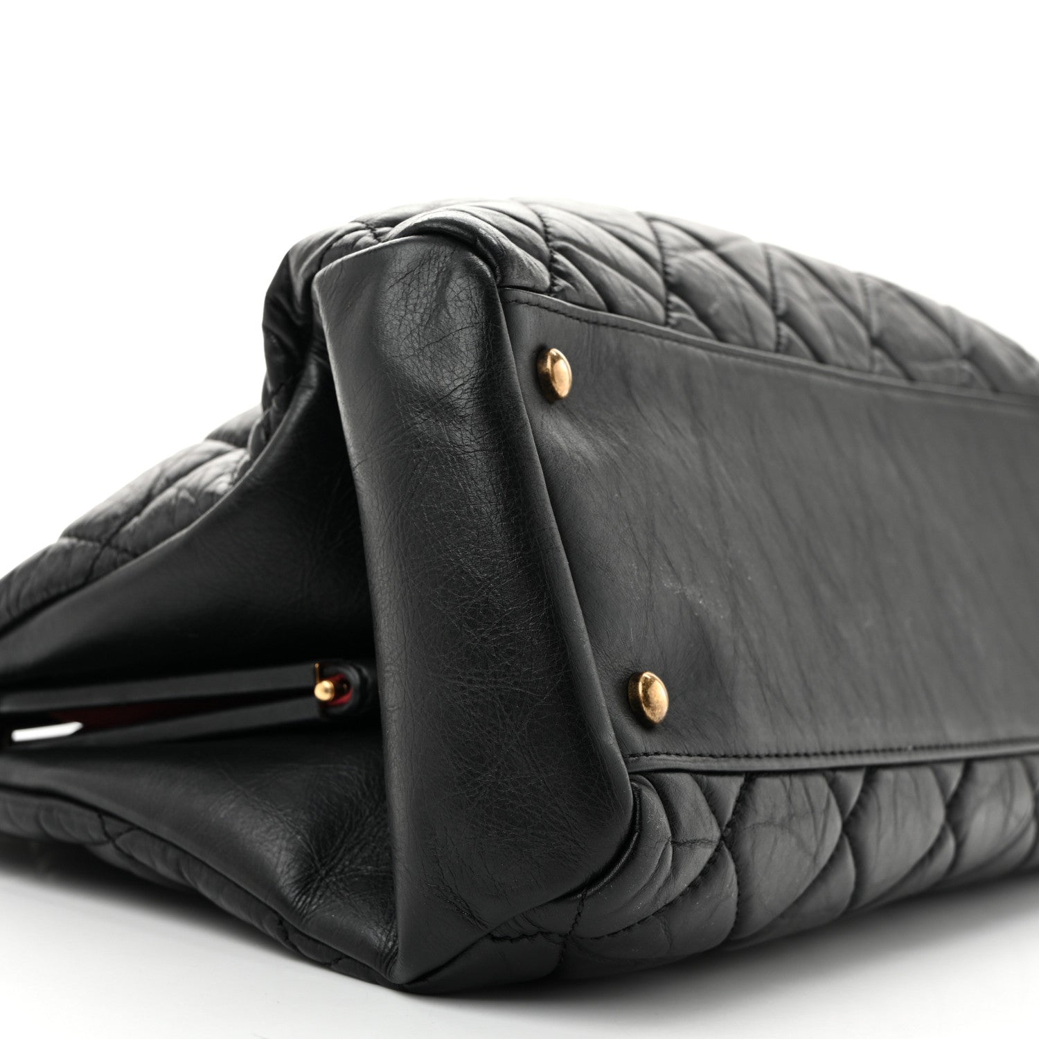 Aged Calfskin Large Just Mademoiselle Bowling Bag Black