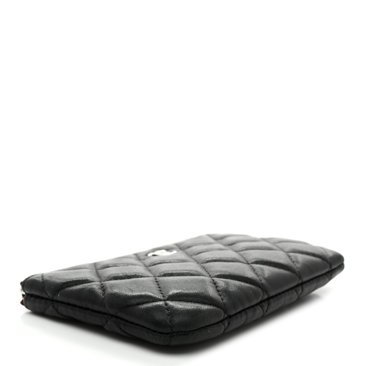 Lambskin Quilted Small Cosmetic Case Black