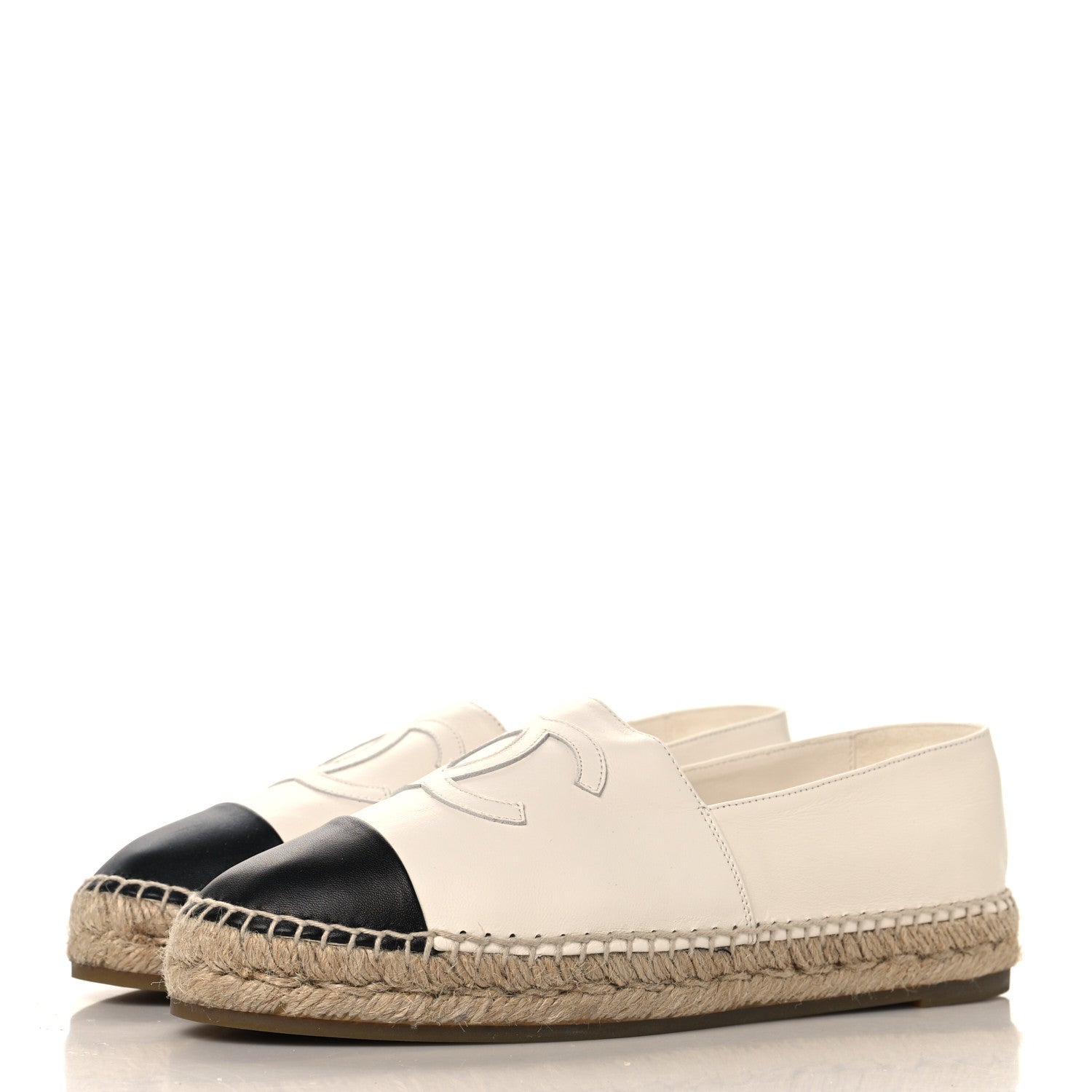 Lambskin CC Espadrilles 40 White Black