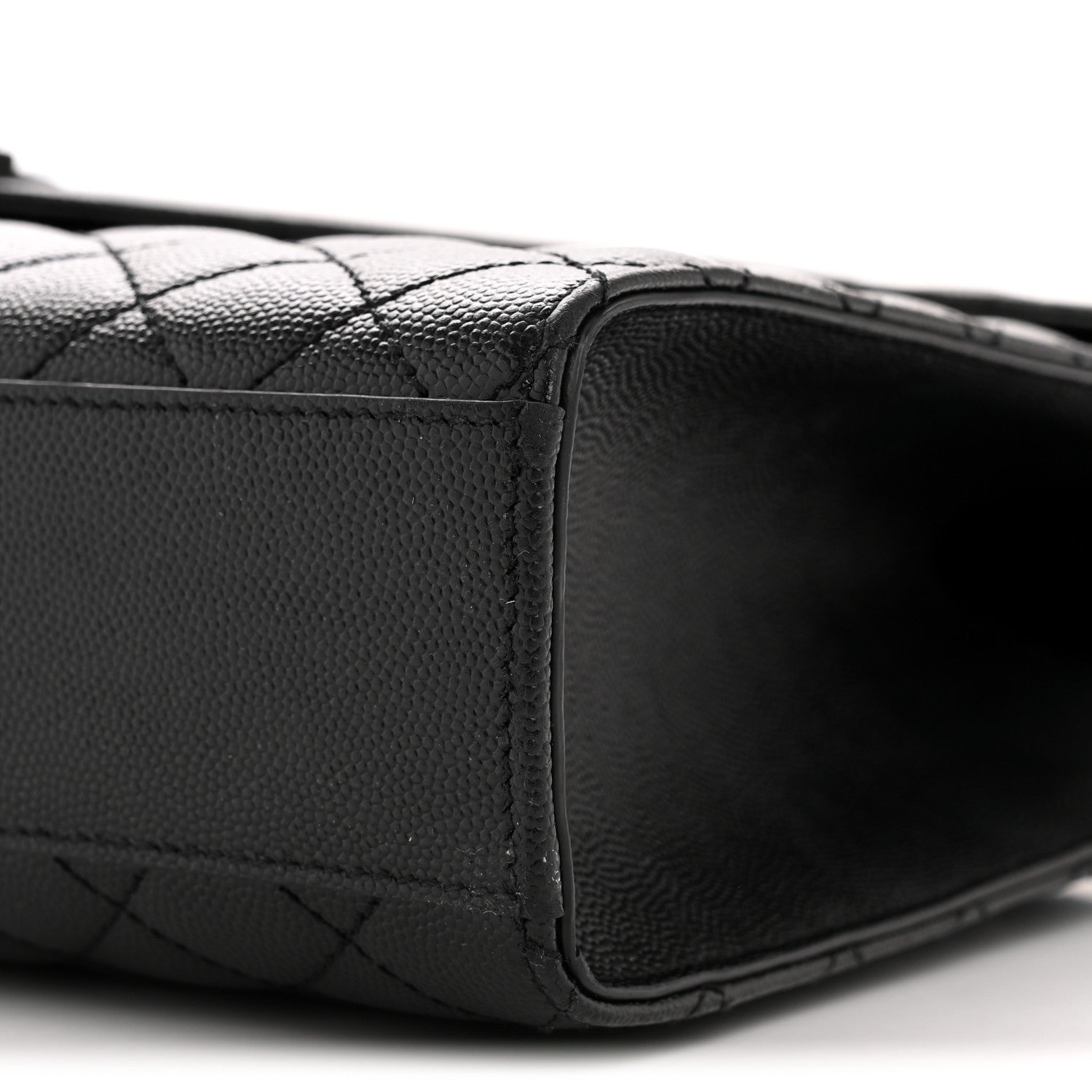 Grain De Poudre Textured Mixed Matelasse Large Triquilt Monogram Monochrome Satchel Black