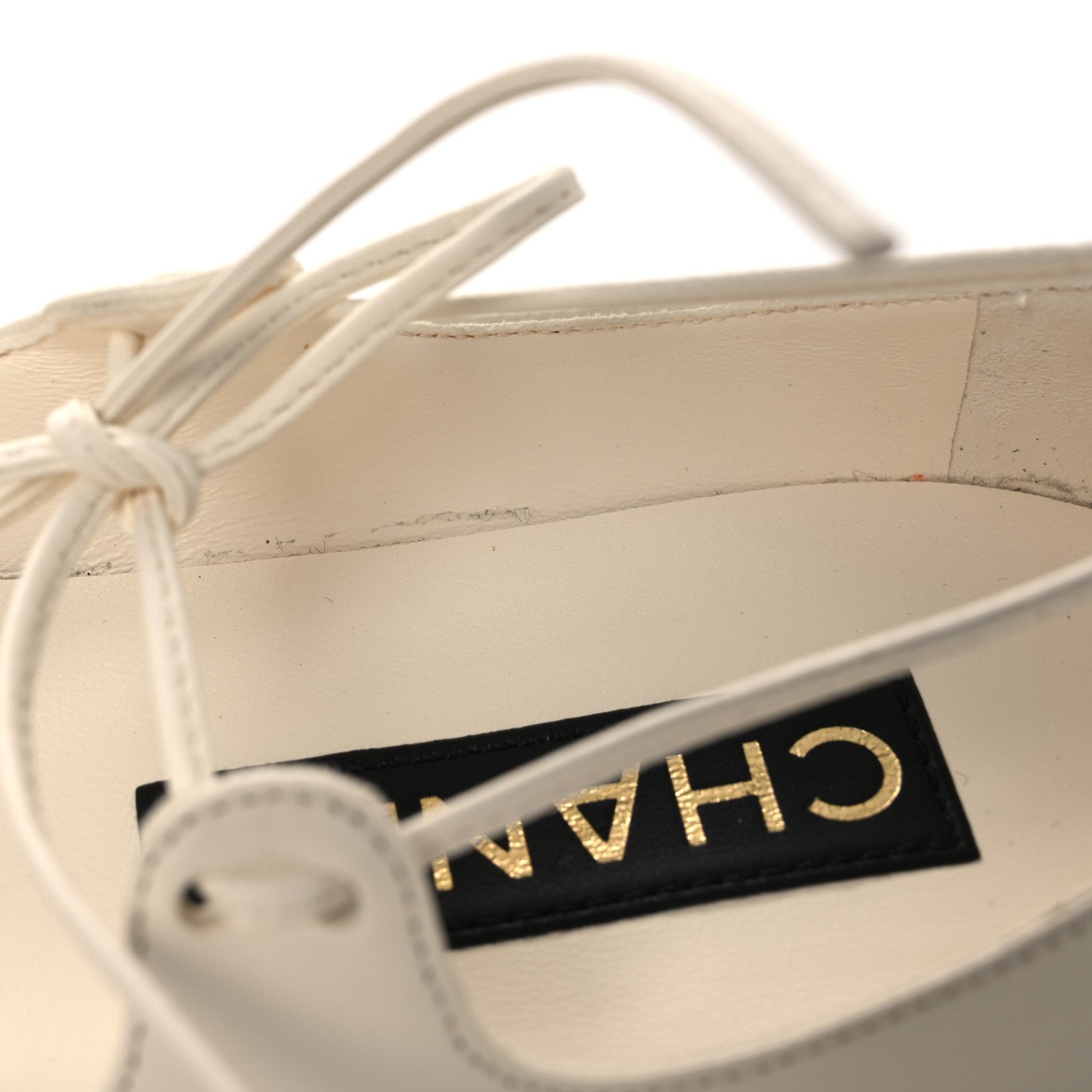 Lambskin Grosgrain Mary Jane Flats 38.5 Ivory Black