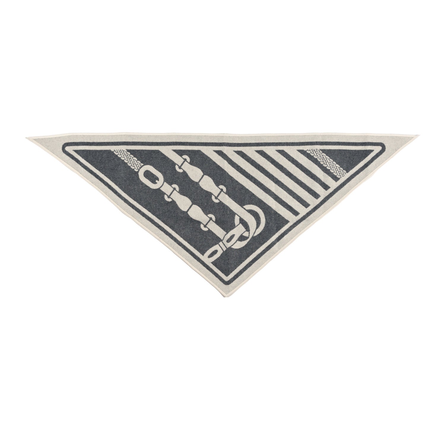 Cashmere Petite Casaque Coaching Giant Triangle Scarf Ivoire Gris Flanelle