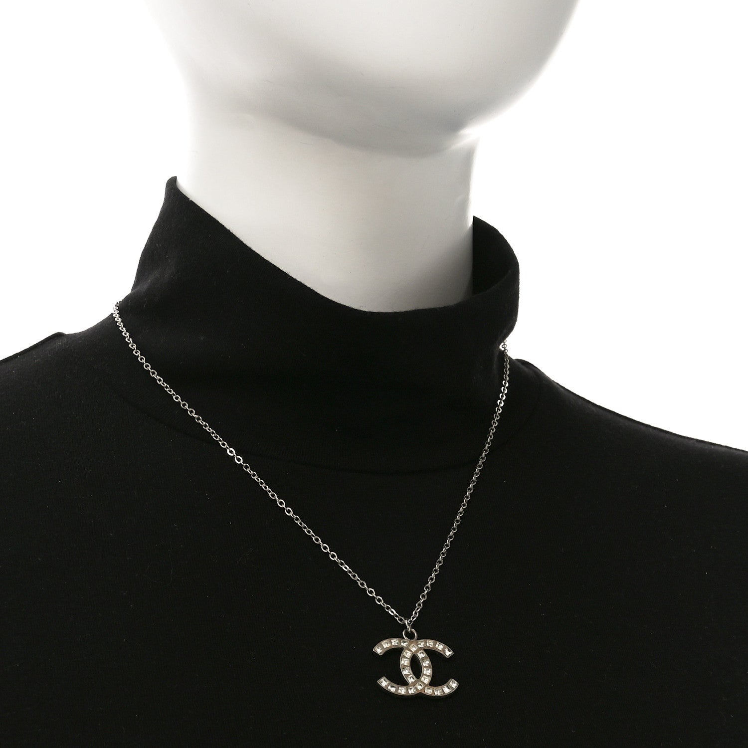 Baguette Crystal CC Necklace Silver
