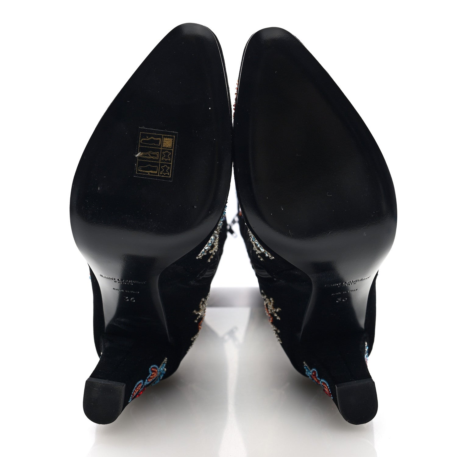 Velvet Embroidered Claire Boots 36 Black