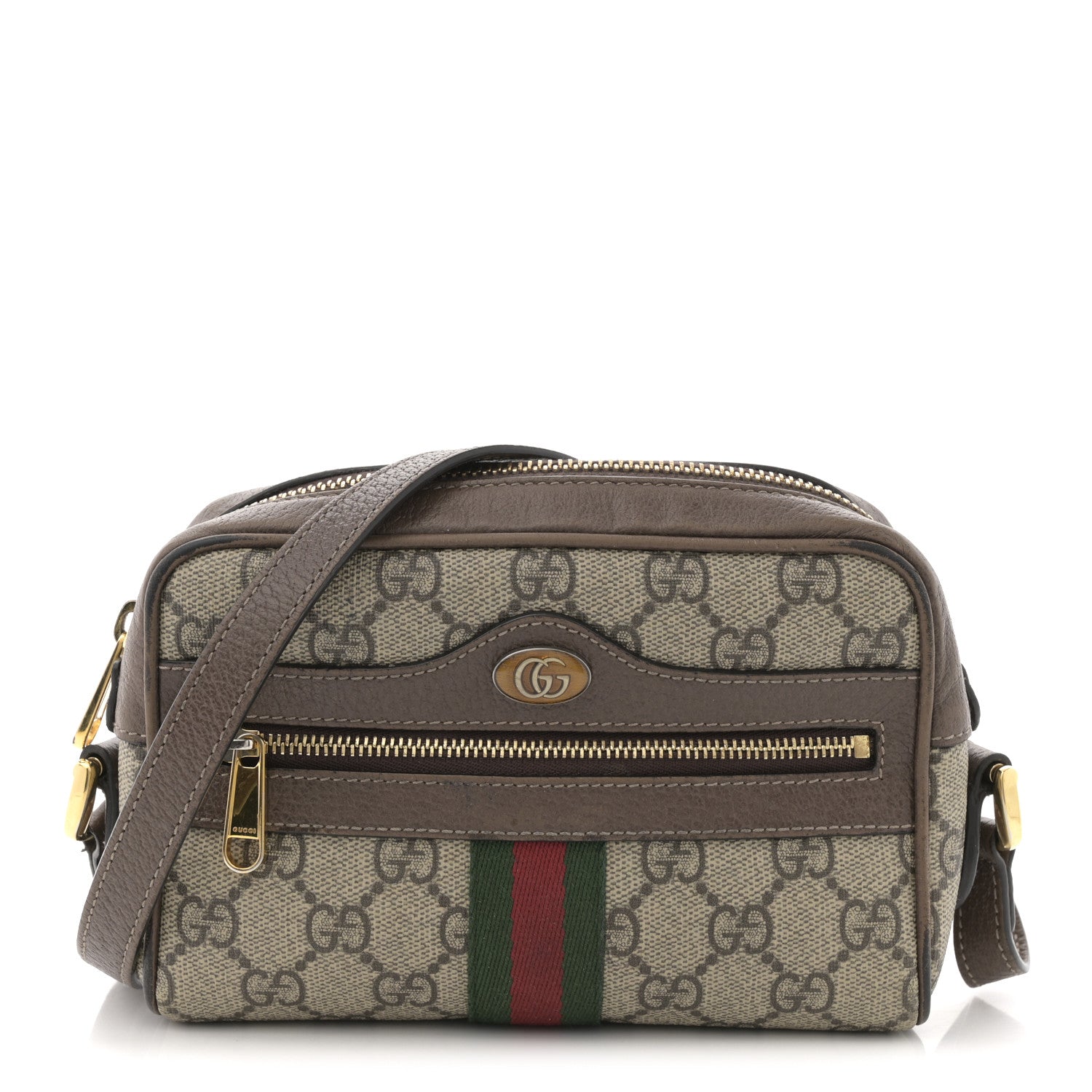 GG Supreme Monogram Web Mini Ophidia Shoulder Bag Brown
