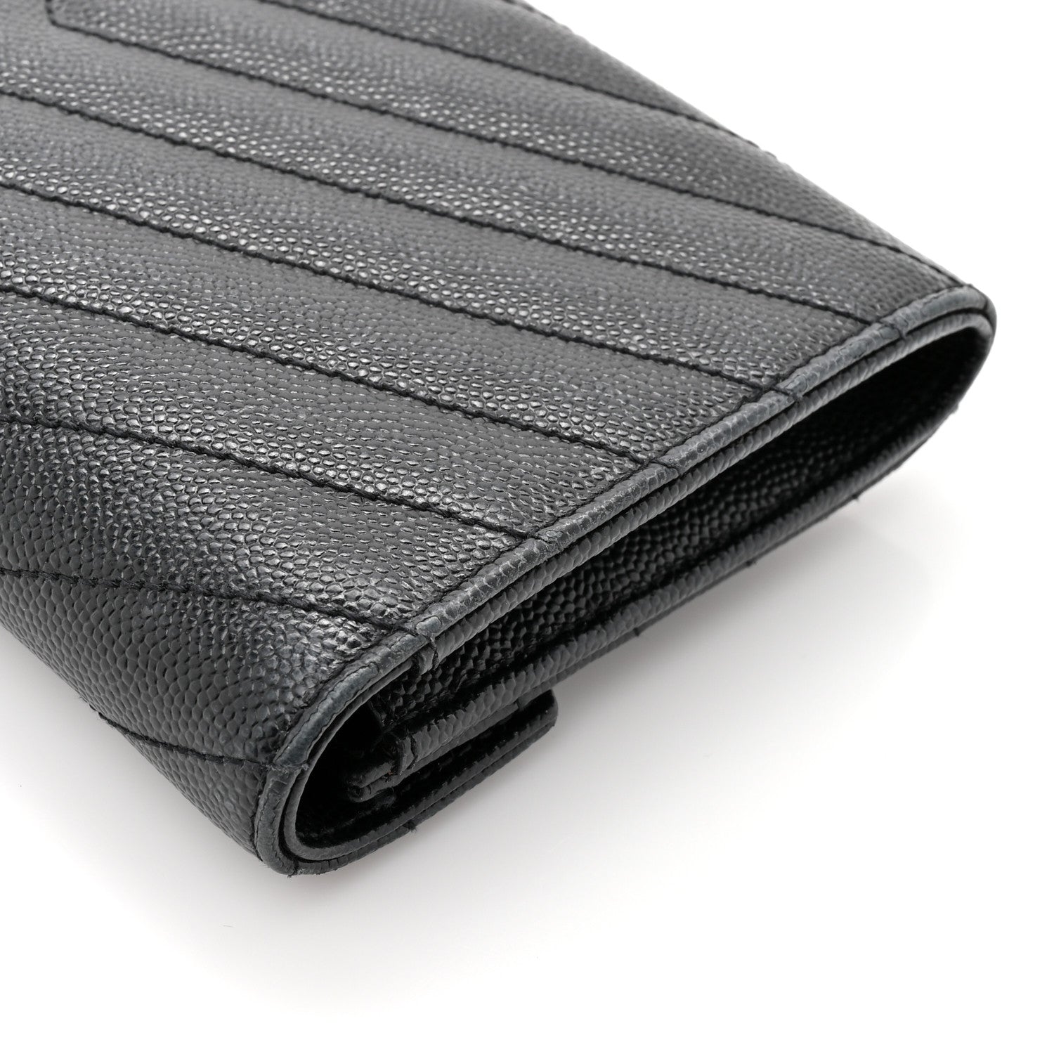 Grain De Poudre Matelasse Chevron Monogram Flap Wallet Black