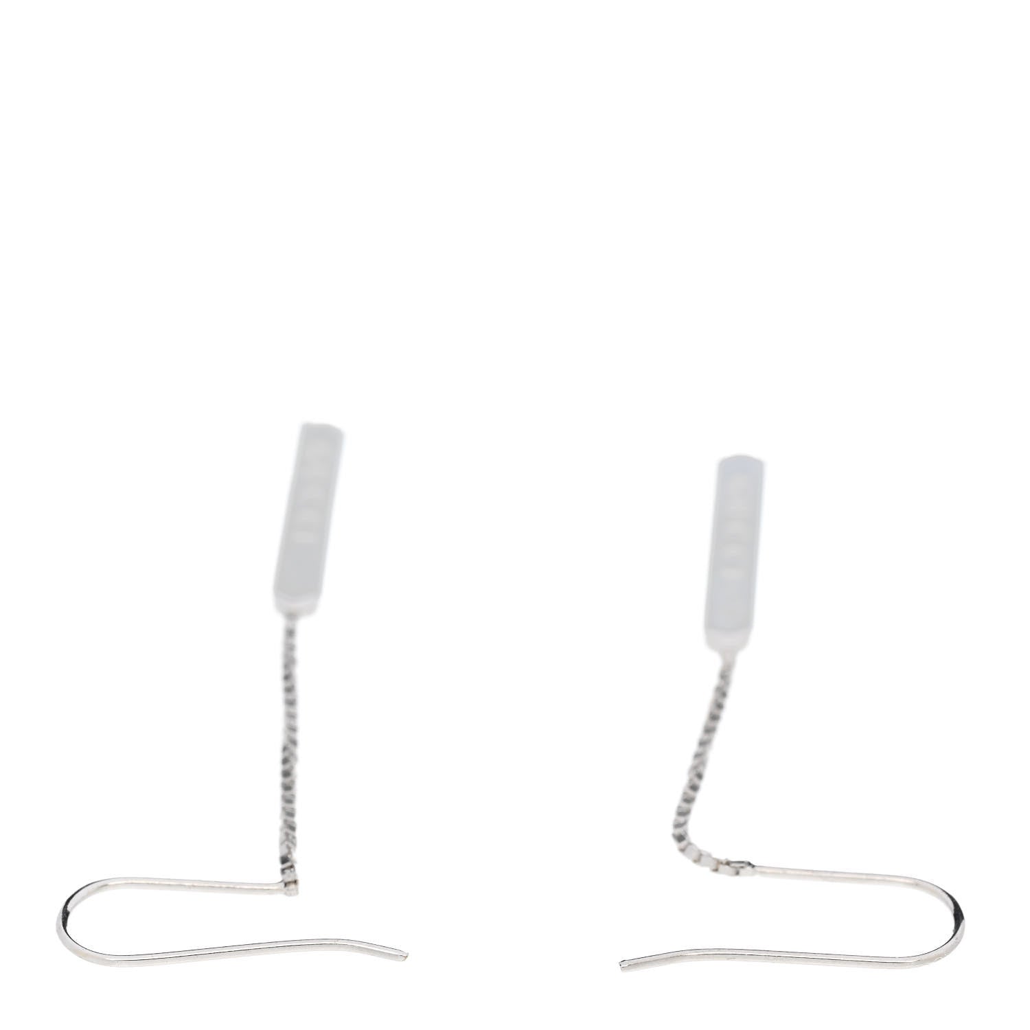 18K White Gold Bar Drop Earrings