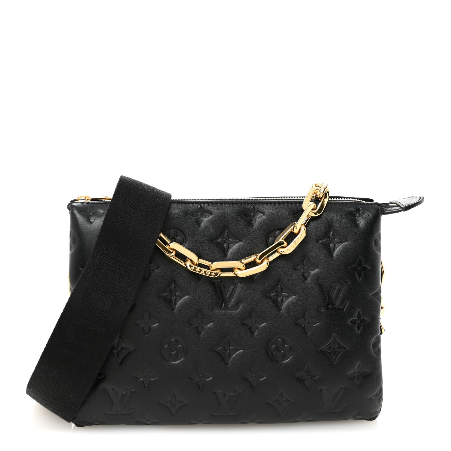 Lambskin Embossed Monogram Coussin PM Black