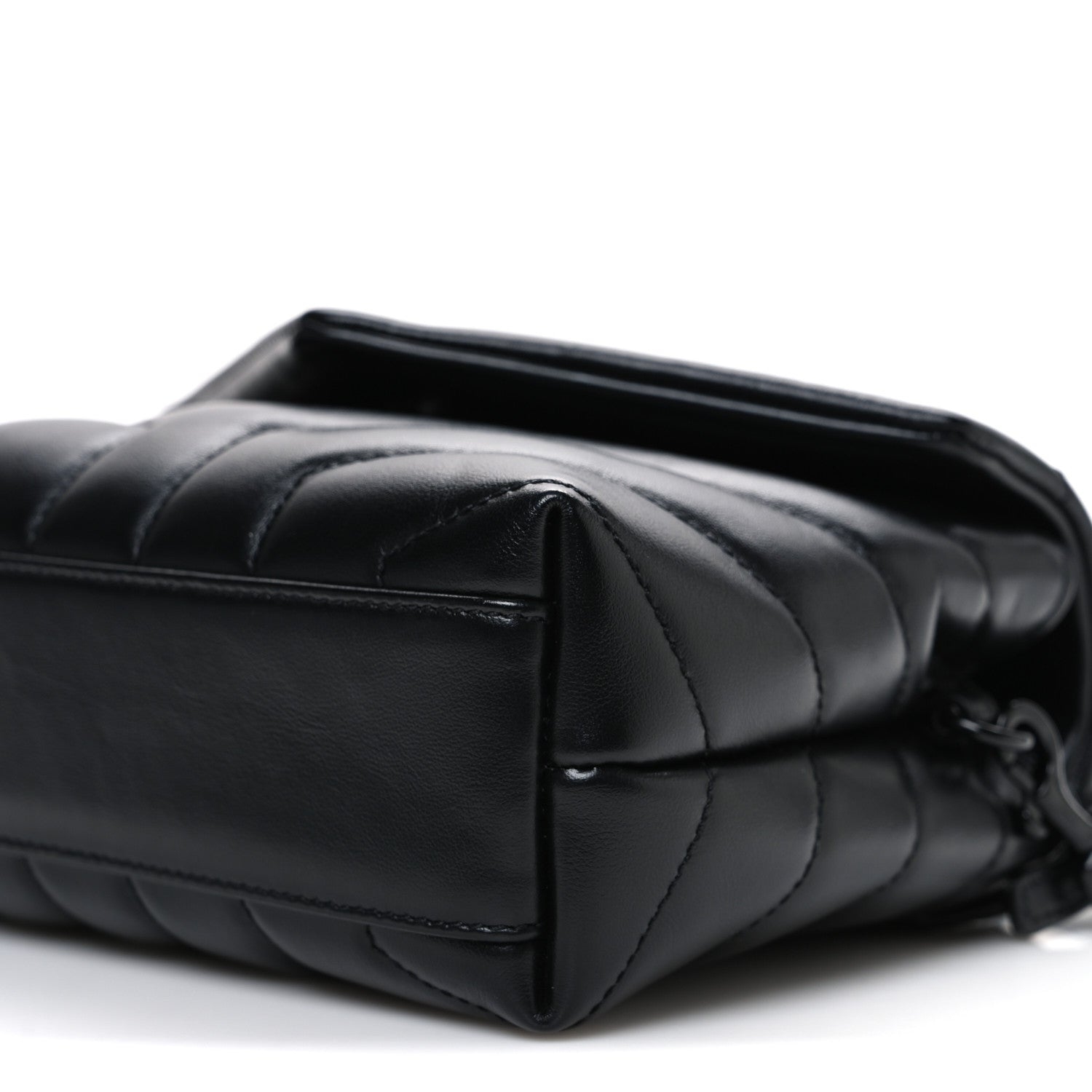 Calfskin Y Quilted Monogram Monochrome Toy Loulou Crossbody Bag Black