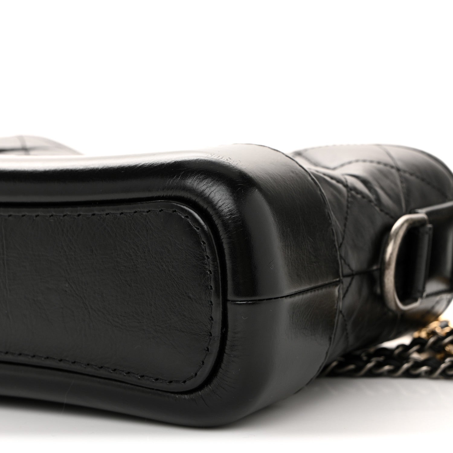 Aged Calfskin Quilted Small Gabrielle Hobo Black