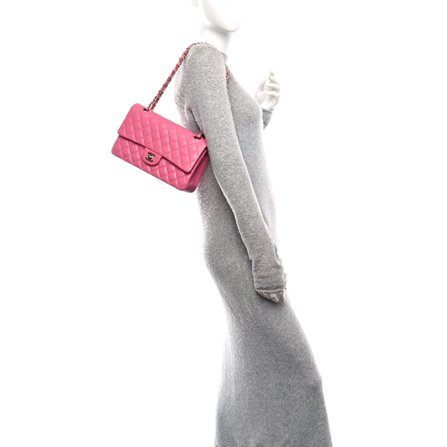 Caviar Quilted Medium Double Flap Pink